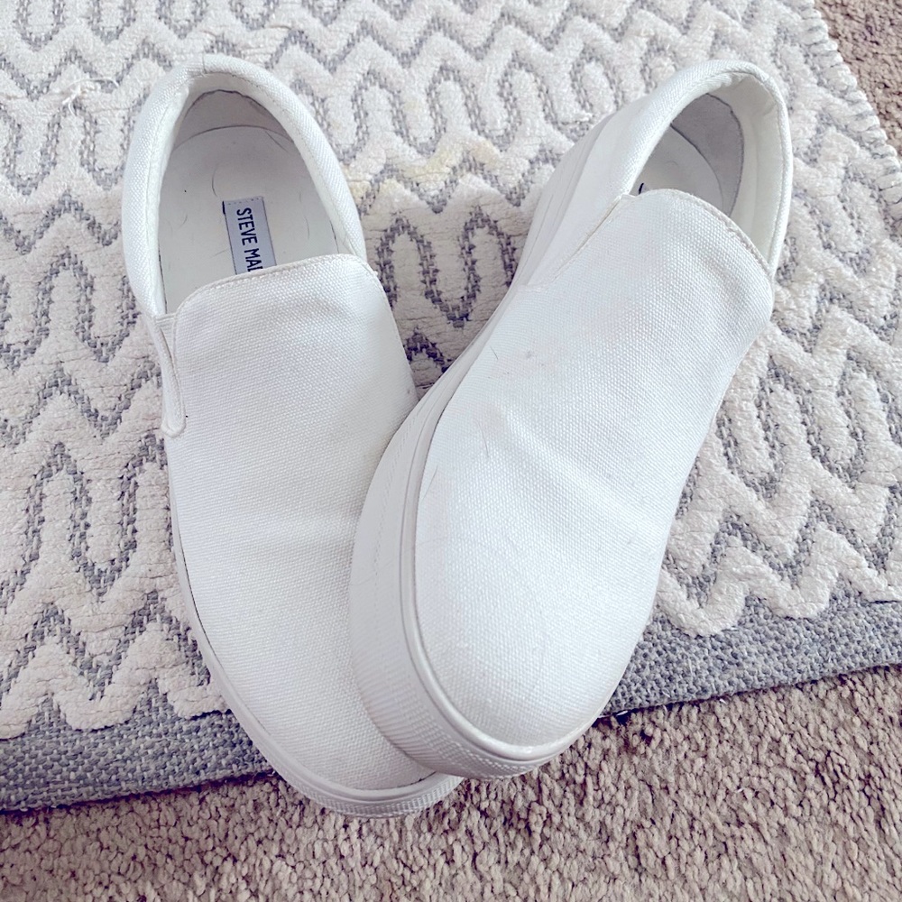 Steve Madden White Slip Ons